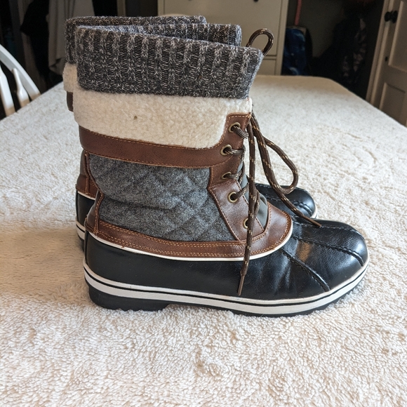 DREAM PAIRS Mid Calf Waterproof Winter Snow ❄️ Boots size 9 black grey brown - Picture 4 of 9